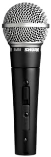 Shure SM58S Cardioid Dynamic Vocal Microphone with On/Off Switch, Pneumatic Shock Mount, Spherical Mesh Grille with Built-in Pop Filter, A25D Mic Clip, Storage Bag, 3-pin XLR Connector
