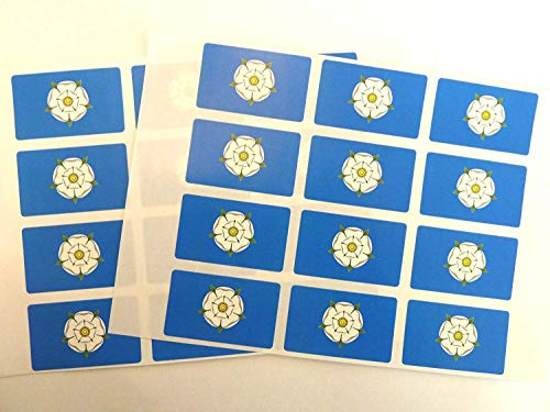 Pack of 24, 50x30mm, Yorkshire Rose Self-Stick Flag Stickers, Self-Adhesive County Flag Labels