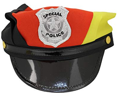 Folat 31202 – Deutschland Polizeimütze, mit Hutschirm und Police-Abzeichen, Schwarz, Rot, Gold, Kopfbedeckung, Hut, WM, EM, Fußball, Sport, Ballermann, Karneval, Party, Gartenparty, Public Viewing
