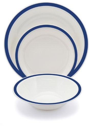 Harfield Royal Blue Duo Polycarbonate Plastic Dining Set Reusable Virtually Unbreakable Plates Bowl