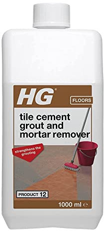 HG Tile Cement Grout & Mortar Remover, Cement Remover & Grout Remover for Wall & Floor Tiles, Tile Cleaner & Residue Remover, Surface Cleaner Strengthens Existing Grout - 1 Litre