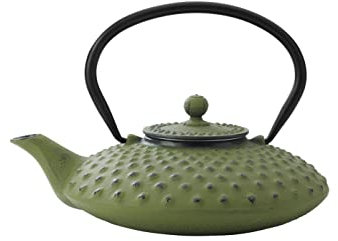 Bredemeijer Jing G001GR - Teiera Asiatica in ghisa, capacità 0,8 Litri, Motivo a Bolle in Rilievo, Colore: Verde
