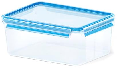 EMSA Clip & Close Frischhaltedose, rechteckig, 3,7 L, mit Deckel, Aufbewahrungsbox, 100 Prozent dicht, spülmaschinen-, gefrier-, mikrowellenfest, Transparent, Blau, Made in Germany, 508546