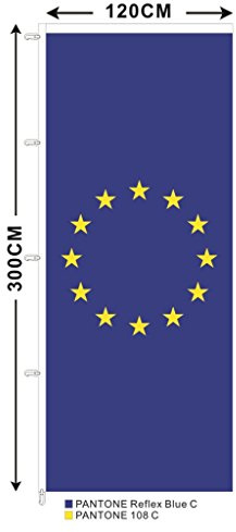 BGF Fahne Europa 120 x 300 cm Hochformat EU Flagge Europarat Europe Flag für Fahnenmasten mit Ausleger