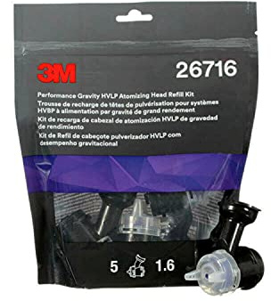3M Performance Gravity HVLP Atomizing Head Refill Kit, 26716, Size 1.6, Purple, for use Performance Spray Gun PPS 2.0 Paint Cups, 5 Pack