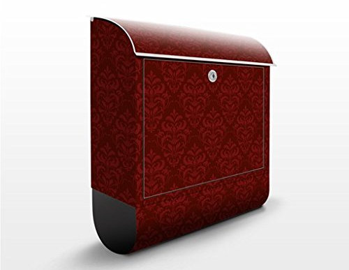 Briefkasten mit Zeitungsrolle Roter Französischer Barock 46cm x 39cm