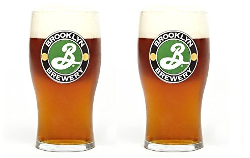 Brooklyn Brewery Classic Tulip 16 Ounce Pint Glass for Craft Beer Lovers - 2 Pack (2 Glasses)