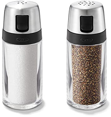 OXO Good Grips Stainless Steel Salt and Pepper Shaker Set - Transparent/Black