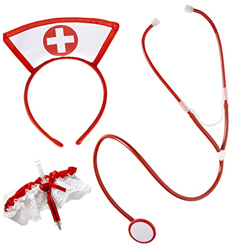 Widmann 9864Y – kostym-set sjuksköterska, sänggavel, strumpband med spets, stetoskop, temafest, karneval