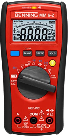 Benning MM 6-2 True RMS-Digital-Multimeter (mit digitaler Anzeige, Echteffektivwertmessung, inkl. Tasche, Messgerät) 44087