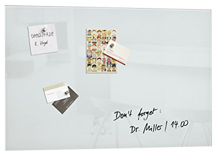 SIGEL GL121 Premium Glas-Magnettafel 60 x 40 cm super-weiß hochglänzend, SGS geprüft, einfache Montage, incl. 3 starke Magnete, für Büro & Küche, Artverum