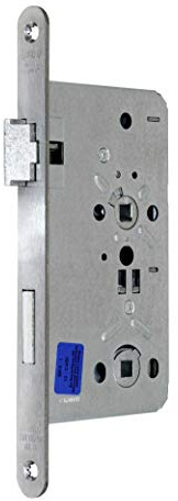 BKS Badezimmer Türschloss Objektqualität 0515 Kl. III mit Vierkant 65/78/8, Edelstahl Stulp: 20 x 235mm abgerundet, DIN Links incl. SN-TEC® Montageset