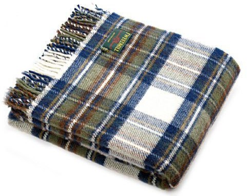 Muted Blue Stewart Tartan Knee Rug - Pure New Wool - British Made