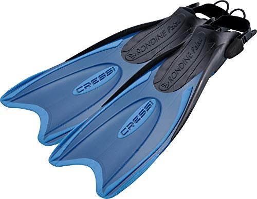 Cressi Palau Fins - Verstellbare Flossen für Erwachsene zum Schnorcheln und Schwimmen, Blau/Azurblau Lange Flossen, M/L (41/44)