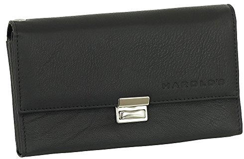 Porte-feuille pour serveur ou chauffeur de taxi - Cuir de vachette véritable avec fermoir réglable sur 3 positions et fente pour cartes - Noir
