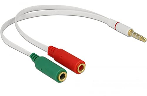 DeLock Adapter (Klinkenstecker 3, 5mm - 2X Klinkenbuchse 3, 5mm, 4-polig) Weiß, 65447
