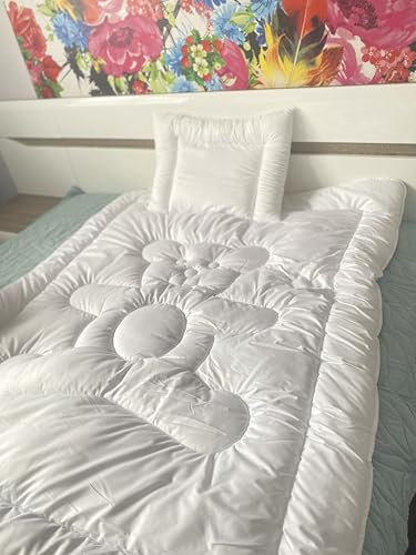 Couette enfant de 100 x 140 cm + oreiller 40x60cm Parure de lit Enfant Couette Bebe | Certifié Oeko-Tex | Toutes Saisons en Microfibre | Convient pour Un lit de Parure de lit pour lit de bébé