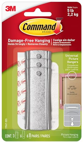 Command Large Universal Frame Hanger, 3-Hangers, 6-Strips, 6-Frame Stabilizer Strips, Decorate Damage