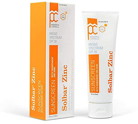 Solbar Sunscreen Zinc with Zinc Oxide Spf 38 Unscented Transparent Cream 4 oz