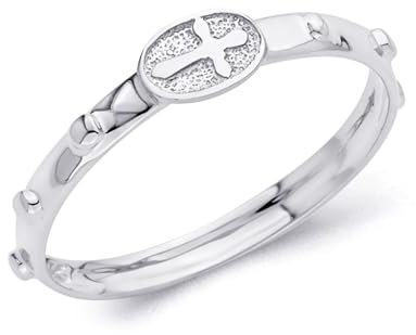 The World Jewelry Center Religiöser Rosenkranz/Rosario-Ewigkeitsring aus 14 Karat Gelbgold oder Weißgold, 2 mm, Gold, Kein Edelstein