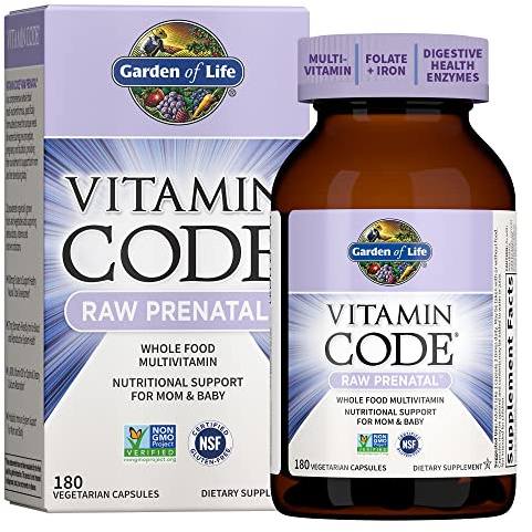 Garden of Life Vitamin Code Raw Prenatal Multivitamin for Women with Iron, Folate, Probiotics and Whole Food Nutrients - Immune and Cellular Energy Support, Non-GMO, Gluten-Free, Kosher, 60 Day Supply