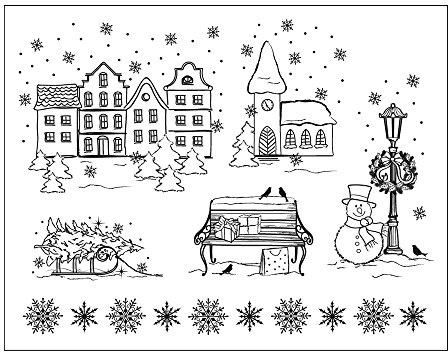 Viva Decor Clear-Stamps (Weihnachtsliches Dorf) Silikon Stempel - Prägung Stempel - DIY Dekoration stanzen - Stempel Silikon - DIY Stamp - Stempel Prägung - Made in Germany