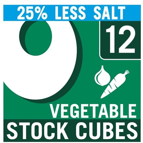 OXO 12 Reduced Salt Vegetable Stock Cubes, Plant-Based, 71 g (1-Pack) | Big Flavour, Low Sodium, Vegan-Friendly, Foil Wrapped for Freshness, Ideal for Soups & Gravy