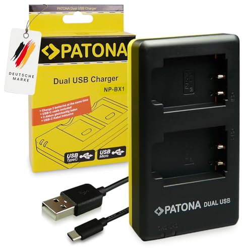 PATONA Dual Ladegerät für NP-BX1 NPBX1 BX1 Akkus Kompatibel mit Sony DSC-RX1R II DSC-HX50 DSC-HX60 DSC-HX300 DSC-HX400 DSC-WX500 DSC-RX100 II III IV V