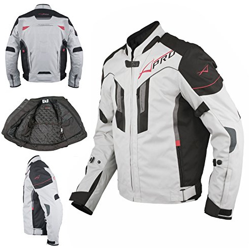A-Pro Textil Motorrad Jacke Wasserdichte CE Protektoren Reflektirende Grau S