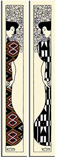 1art1 Gustav Klimt Poster Zwei Silhouetten, 1912, 2-Teilig Bilder Leinwand-Bild Auf Keilrahmen | XXL-Wandbild Poster Kunstdruck Als Leinwandbild 120x40 cm