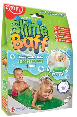 ZIMPLI - Slime Baff Green, 1 Bath or 4 Play Uses, As if by magic, water turns into colourful slime, Children's Bathtub Toy, Great gift idea for boys or girls aged 3+