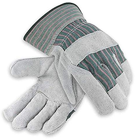 Galeton Heavy Shoulder Leather Palm Gloves Safety Cuff Green Stripe 12 Pack 2114, 2x-large