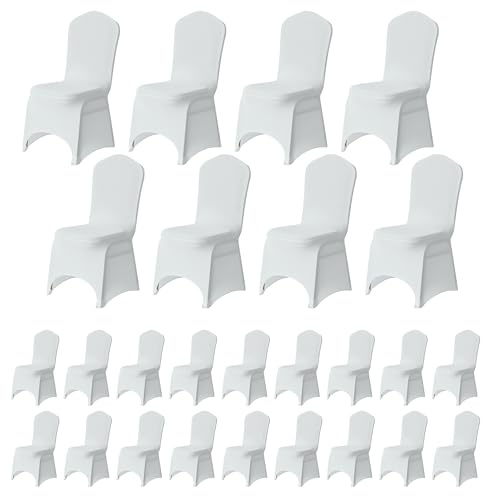 Trimming Shop 100pcs Wedding Chair Covers White Polyester Spandex Slipcover