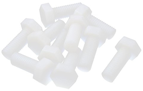 sourcing map 10 Stück Sechskant M12 x 30mm Nylon Plastik Schraube Gewinde RoHS de