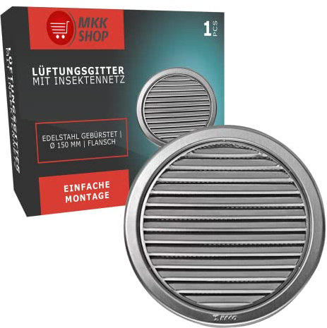 Wetterschutz Lamellen Edelstahl Lüftungsgitter Ø 150 mm Zuluft Abluft rund mi...