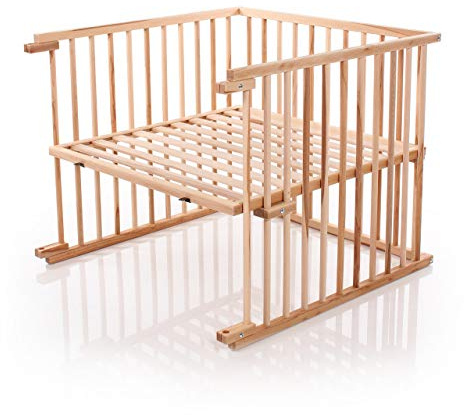 babybay Kinderbett Umbausatz für Beistellbetten stufenlos verstellbar passend für Modell Original Beistellbett / Babybett Größe: 132 cm x 81 cm aus massivem Buchenholz, Kernbuche geölt
