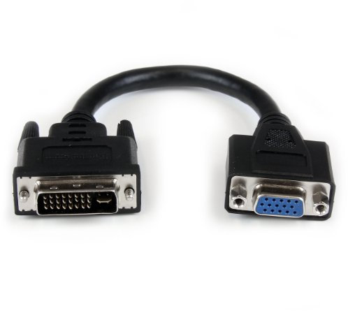 StarTech.com Adaptador Conversor de 20cm para Monitor de Ordenador DVI-I a VGA - DVI-I Macho - HD15 Hembra - Cable Convertidor Negro