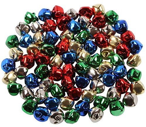 Bells for Crafts – 80 Jingle Bells in 5 Colours | 15mm Metallic Embellishments for Christmas Wrapping, Ornaments & Festive DIY