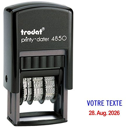 Trodat Printy Dater 4850 Date Tampon Avec Deux oreillers de Couleur + Votre texte, nom de la Tampon:Votre texte