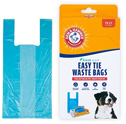 ARM & HAMMER 71041 Easy-Tie Waste Bags, Blue, 75 Count - Pack of 1