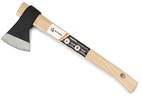 Axt - Modell 8281 - Hergestellt aus Geschmiedetem Stahl und Holzgriff - Für Häufigen Gebrauch - Maße 38 x 13 x 4 cm - Gewicht 610 g - Große Widerstandsfähigkeit und Dauer - Altuna