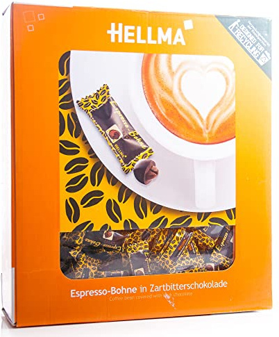 HELLMA 70000174 Espresso-Bohnen in Zartbitterschokolade, im Karton (380 Stück)
