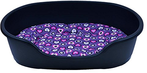 adena Hundekorb 58 x 38 cm anthrazit + Kissen Herzen lila