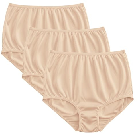 Vanity Fair Women's Perfectly Yours Ravissant Tailored Full Brief Panties, Nylon Underwear, 3 Pack, Fawn Multi, Size 7