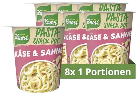 Knorr Pasta Snack Pot Käse & Sahne leckere Instant Nudeln fertig in nur 5 Minuten 8x 71g
