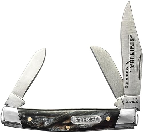 Imperial IMP16S Stockman 5.9in Stainless Steel Traditional Folding Knife with 2.5in Clip Point, Sheepsfoot and Spey Blade and POM Handle for Outdoor Hunting Camping and Everyday Carry,Silver