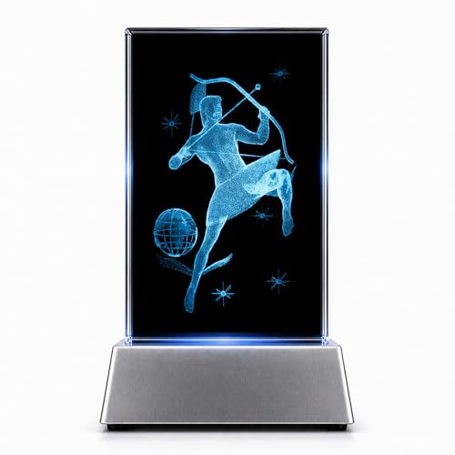 Kaltner Präsente Schütze Sternzeichen Kristall Glasblock 3D Laser Gravur LED Nachtlicht Geschenk Dekoration Schütze Symbol