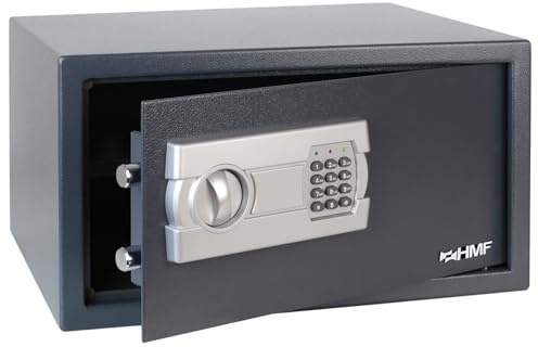 HMF Coffre-fort de sécurité pour maison, hôtel ou bureau, coffre-fort de meuble à combinaison pour ordinateur portable 15 et documents DIN A3 | 45 x 25 x 36,5 cm | Anthracite