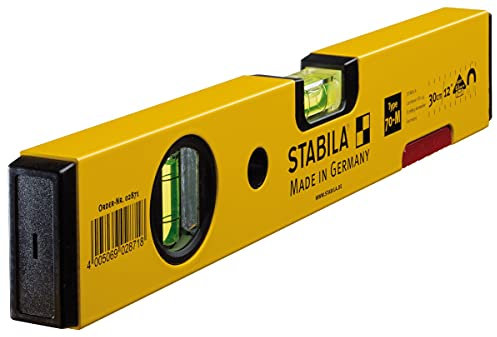 STABILA Magnet-Wasserwaage Type 70 M, 30 cm, leichtes Alu-Profil, starkes Seltenerd-Magnetsystem, 1 Horizontal-Libelle, 1 Vertikal-Libelle, Made in Germany