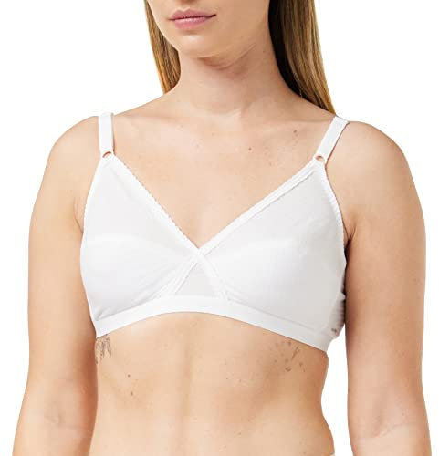 Nur Die Komfort BH bügelloser Softcup-BH Bra weich bequem mit Spitze Kreuzschnitt-Technologie für starken Halt Damen, weiß, 85B